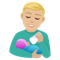 Man Feeding Baby- Medium-Light Skin Tone emoji on Emojione